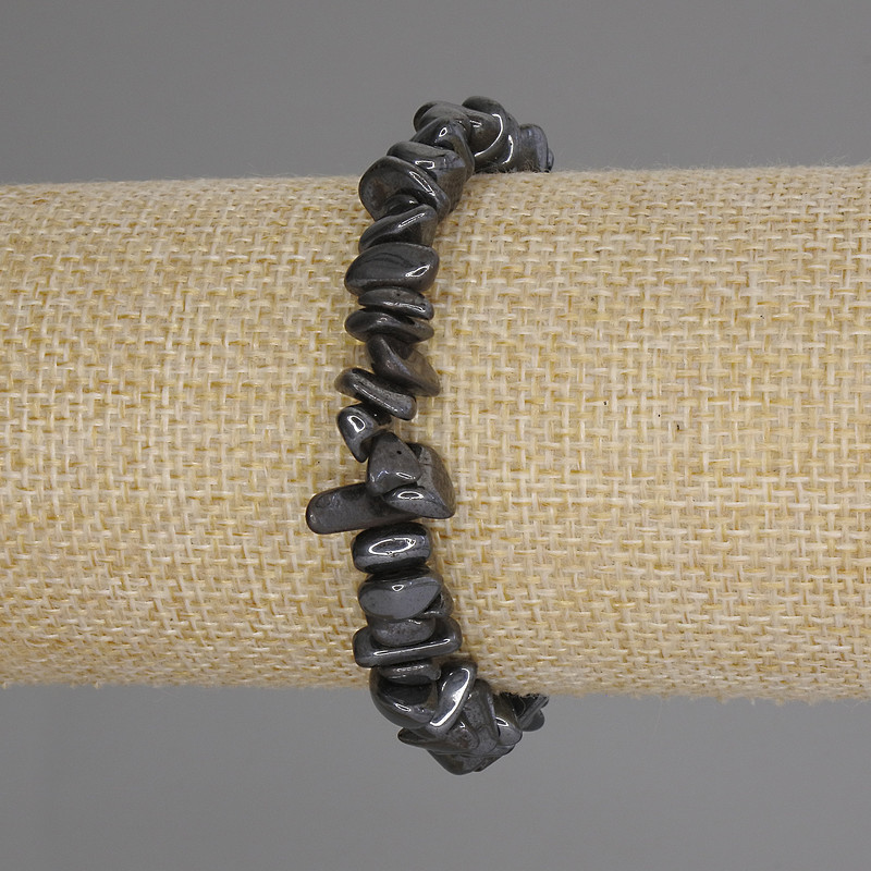 Браслет с хематит късчета, диаметър 8-11×4-6 мм, дължина 18 см, стрейч