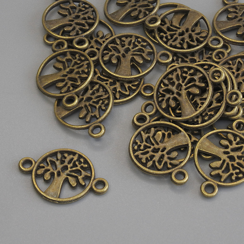 Конектор за бижута, диаметър 18×12 мм, диаметър на отвора 1,6 мм, фас. 22 бр. ± бронзов цвят на метала