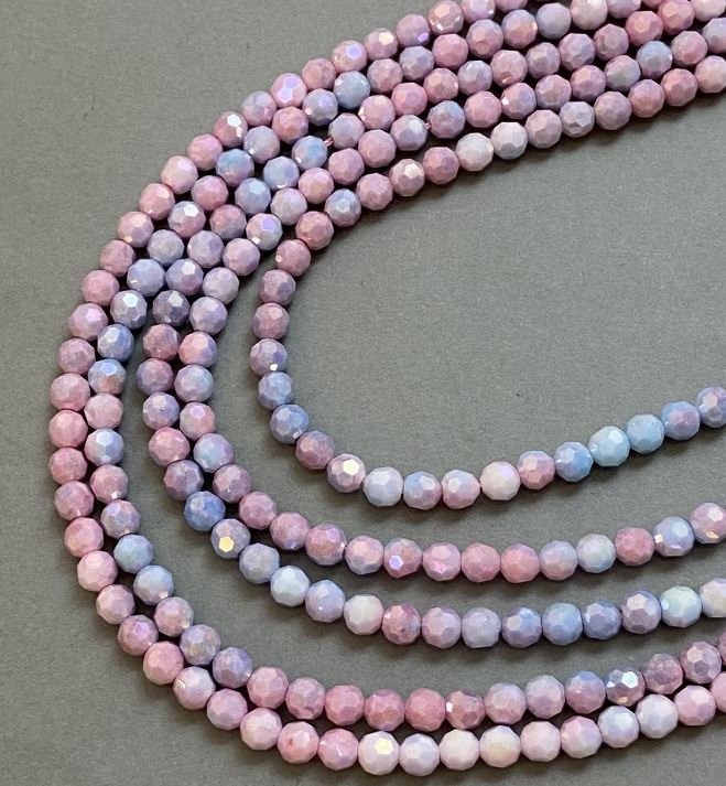 Намистини Чешки кристал мултицветни на конец гранована мъниста, диаметър 6 мм, дължина 38 см +