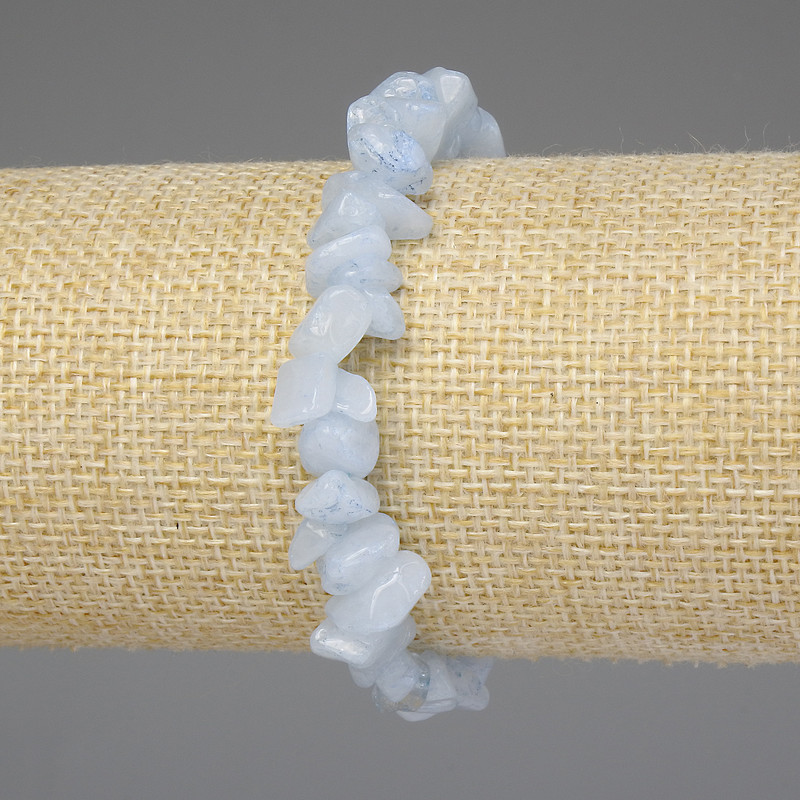 Браслет Аквамарин частички 7-8×4-7 мм, дължина 18 см, еластичен