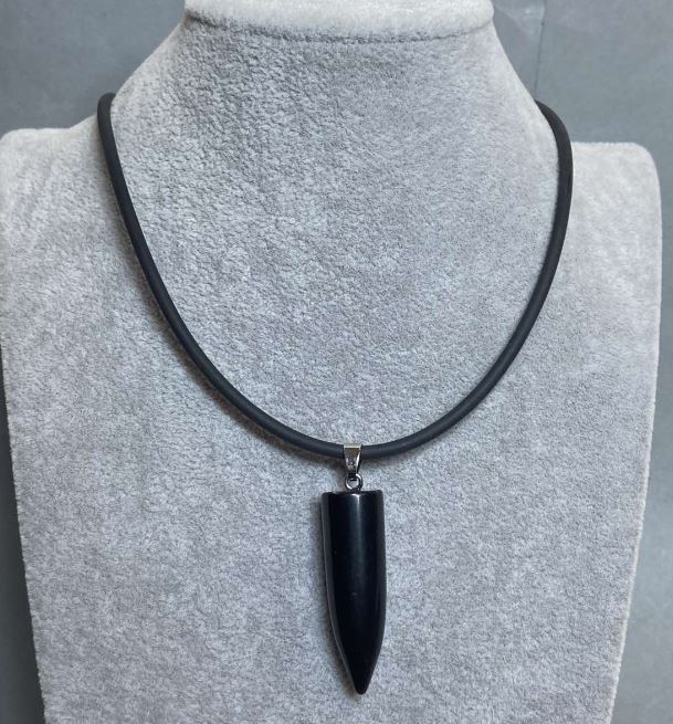 Разпродажба! Кулон от агат, топка 42×12 мм (±) на каучуков шнур, дължина 60 см + 5 см удължителна верижка