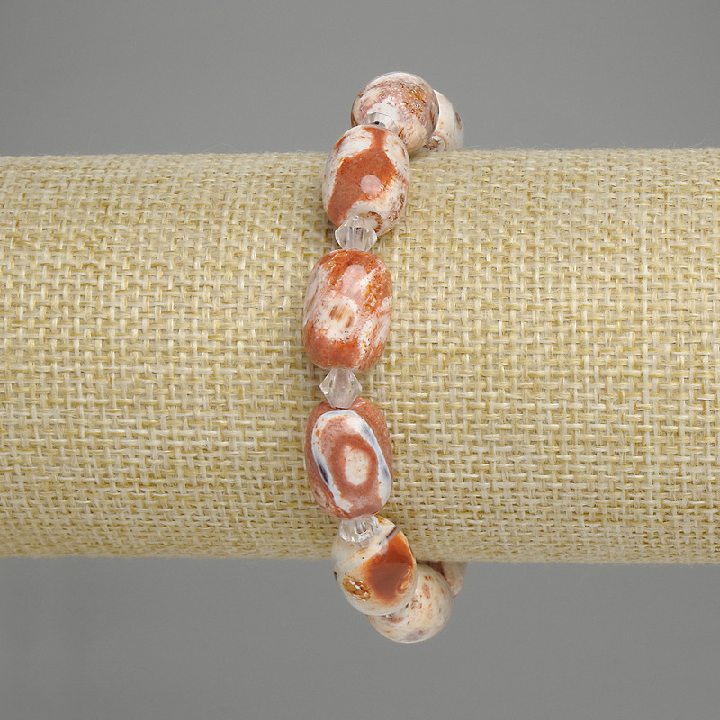 Браслет «Пустинна яшма» барел мъниста 14×10 мм ±, мъниста 5 мм ±, дължина 18 см ±