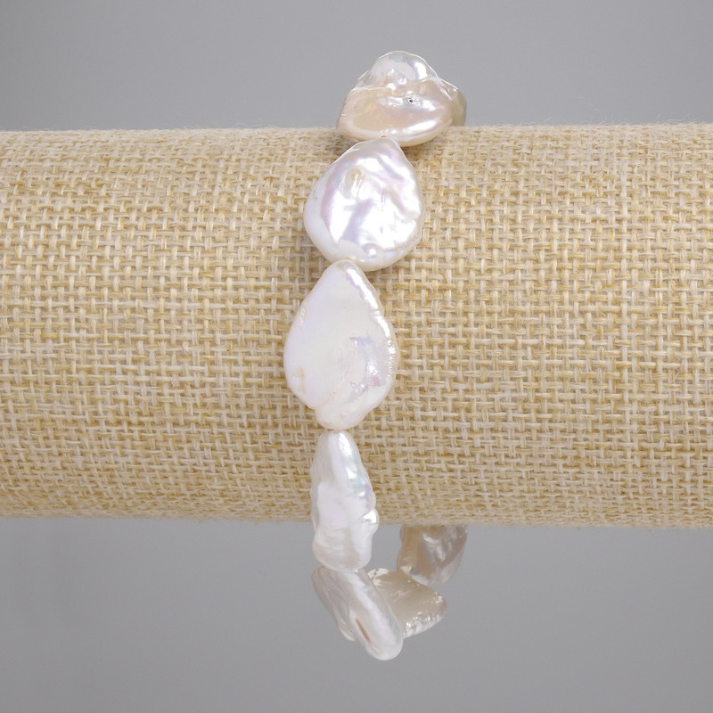 Гривна от барокови перли с оттенък „бензинов“, диаметър 18,5–21×14,5 мм ±, дължина 18 см ± (еластична)