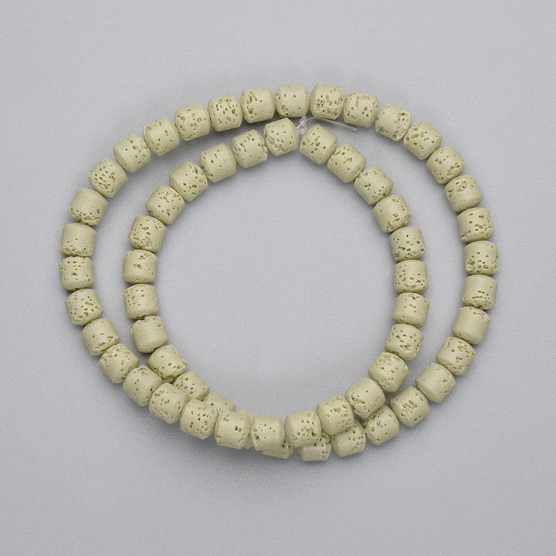 Цилиндрични мъниста от вулканична лава 6×6 мм ± на конец, дължина 38 см+