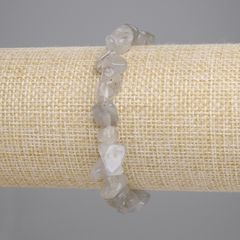 Браслет от лабрадорит късчета, диаметър 9–12×4–6 мм, дължина 18 см, еластична лента