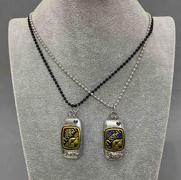 Двойни медальони за приятелство, дължина 48 см ±, диаметър 40×20 мм ±