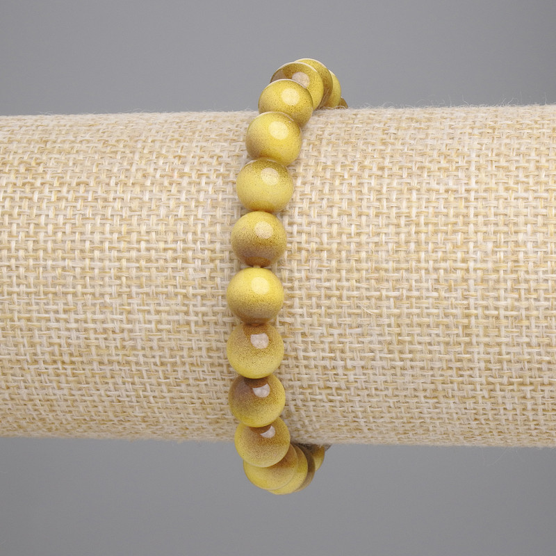 Браслет от тигрово око с гладки мъниста, диаметър около 8 мм, дължина около 18 см, на еластична основа