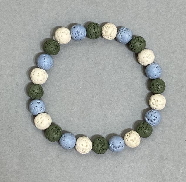 Браслет от вулканична лава – мънисти с диаметър 8 мм, дължина 18 см, еластична основа