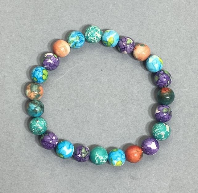 Гривна от варисцит (единична) гладко топче, диаметър 8 мм ±, дължина 18 см ±, еластична