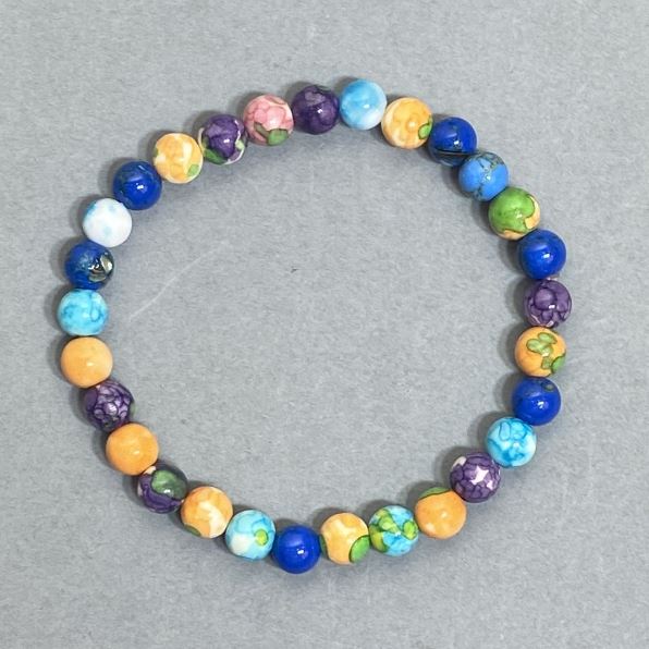 Гривна от варисцит (изкуствен) гладко топче, диаметър 6,5 мм, дължина 18 см +- стрейч