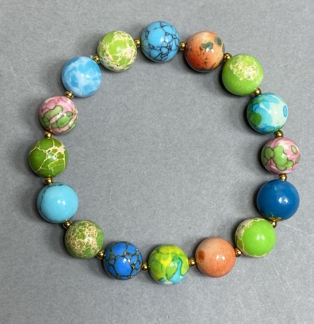 Браслет Варисцит (единичен) гладка мъниста 10 мм ± Хематит 2 мм ±, дължина 18 см ±, на еластична основа