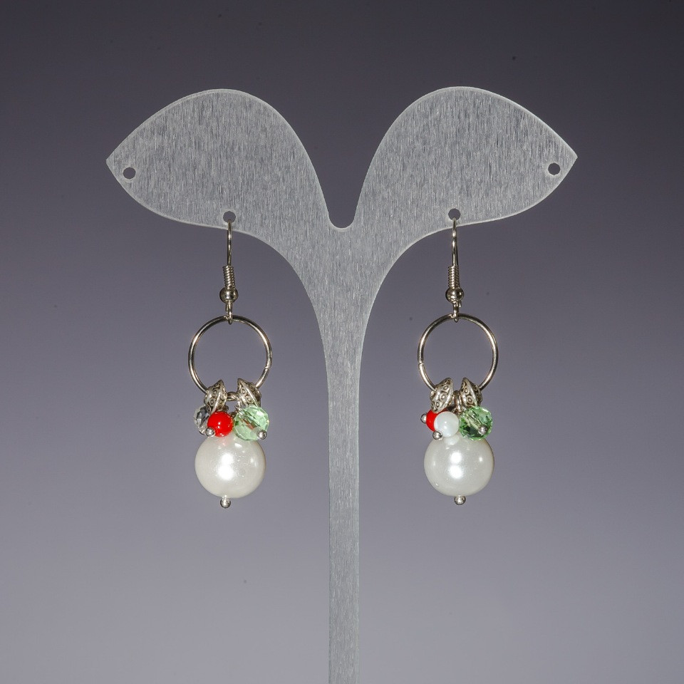 Дълги обеци «Перли на халки» ( им ), дължина 4,5 см