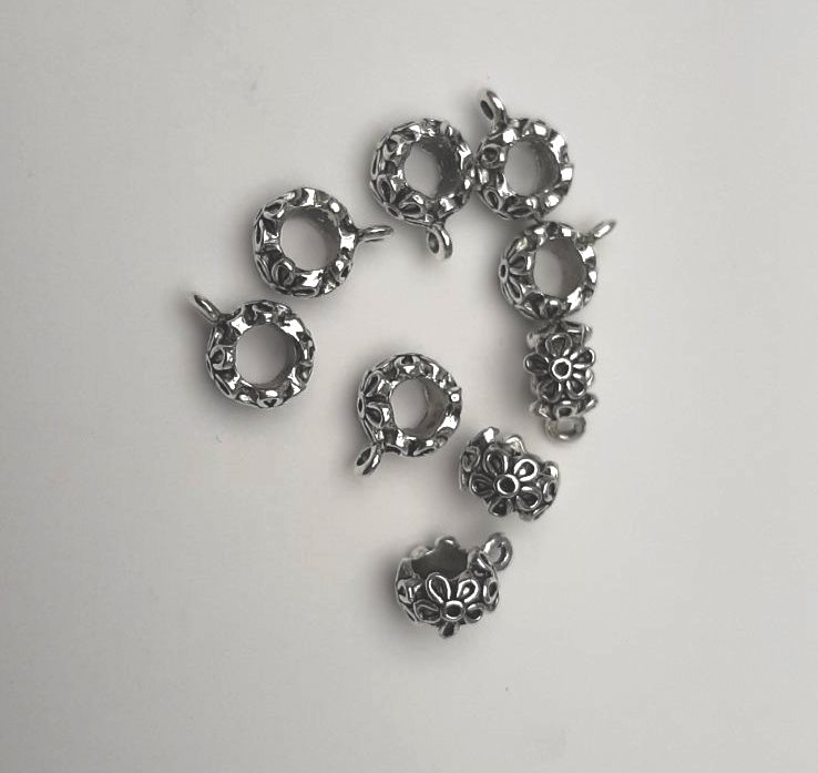 Бейл държач за цветя, метален цвят „сребърен“, вътрешен диаметър 6 мм, опаковка 8 бр.