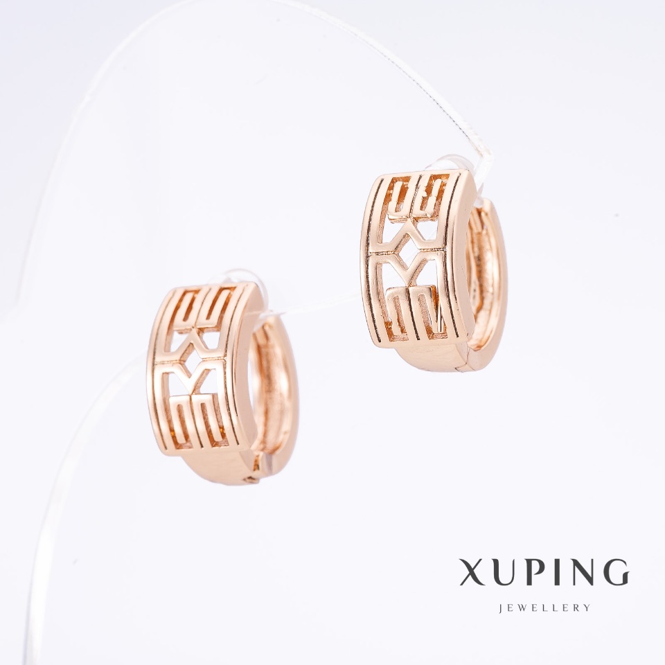 Обици Xuping позлатени 18K, дължина 1,5 см, дебелина 7,5 мм