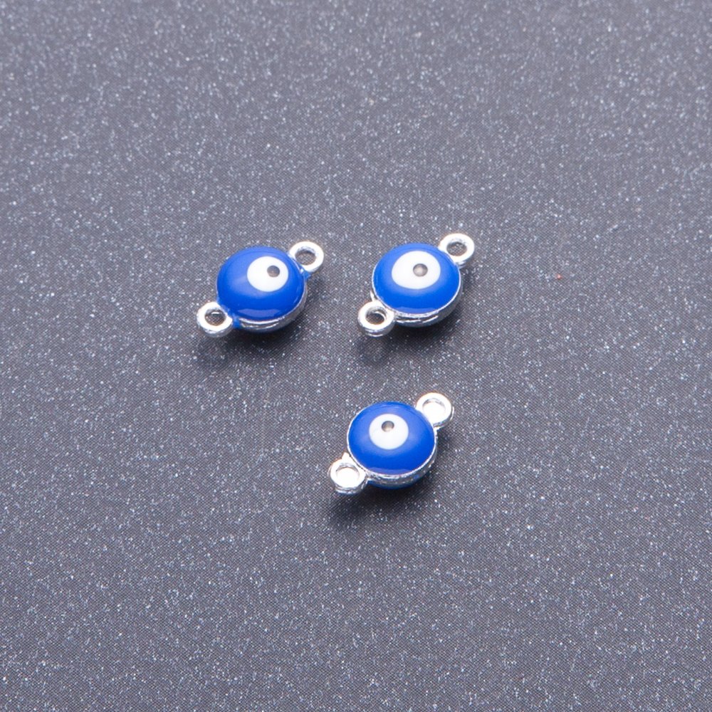 Фурнитура конектор «око» синьо-сив метал, диаметър 7 мм, дължина 12 мм, фас. 12 бр.