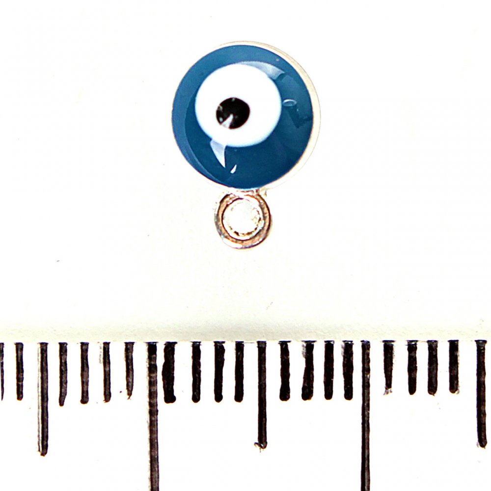 Фурнитура Висулка Хамса тъмносиня със сребрист метален оттенък 6 мм фас. 12 бр