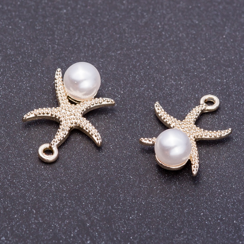 Висяща висулка «Морска звезда» «лимонно-сребристо», диаметър 16 мм, L2 мм Ø отвора, 5 мм фаска 7 бр