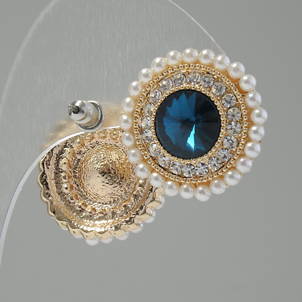 Сережки със смарагдов кристал «Риволи», диаметър 10 мм, дължина 22 мм