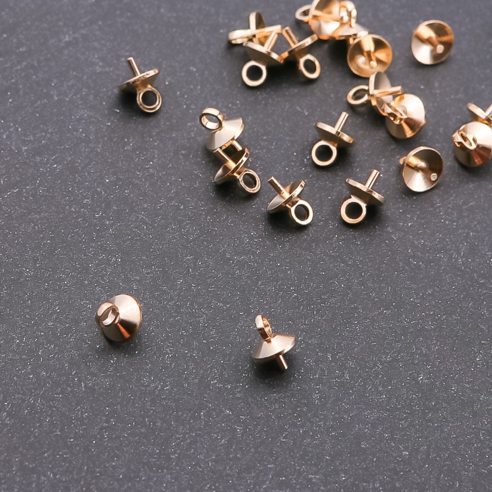 Щифт с капачка за обеци 6x7 мм, комплект 22 бр.