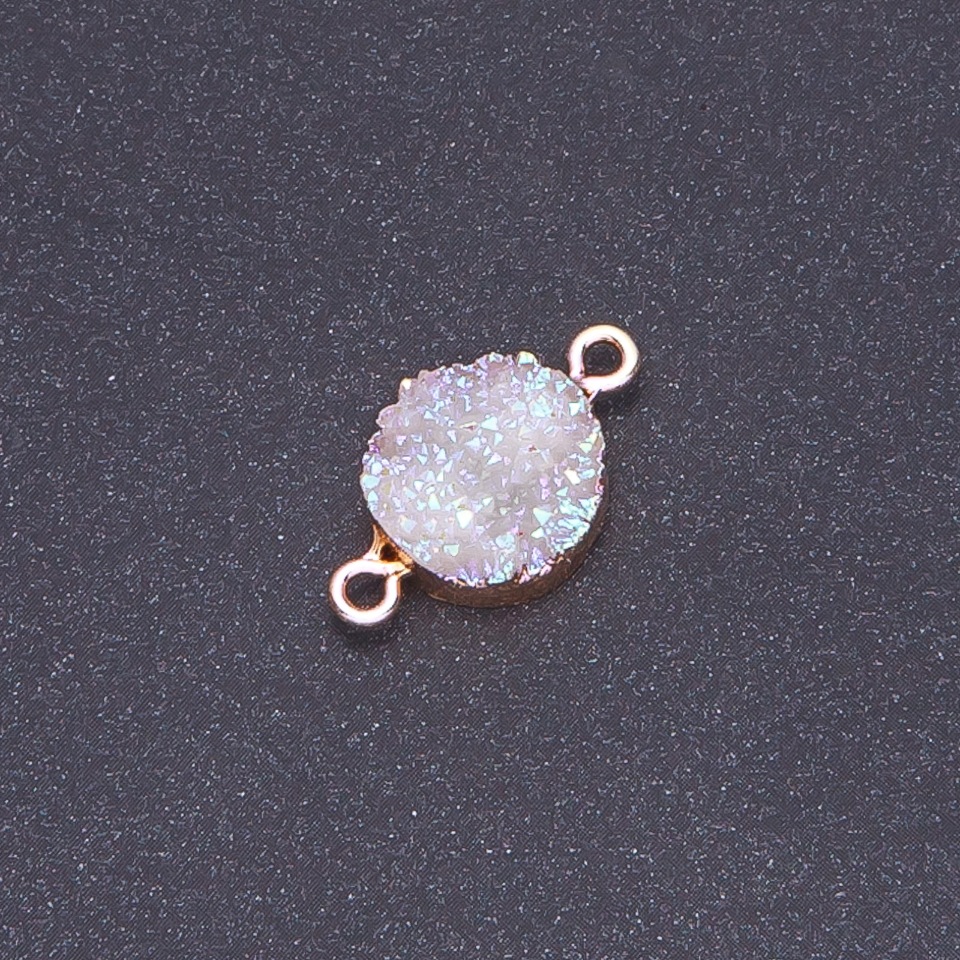 Конектор бял космос «Друза» акрил «злато», диаметър 14 мм, дебелина 3 мм