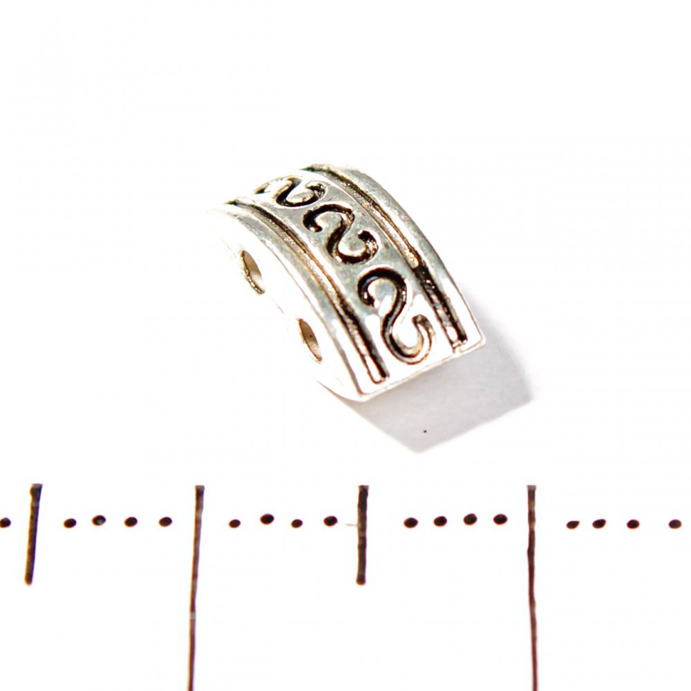 Вставка между мънистата правоъгълна двустранно изпъкнала за две нишки пластмасова 10×5 мм фас. 50 бр