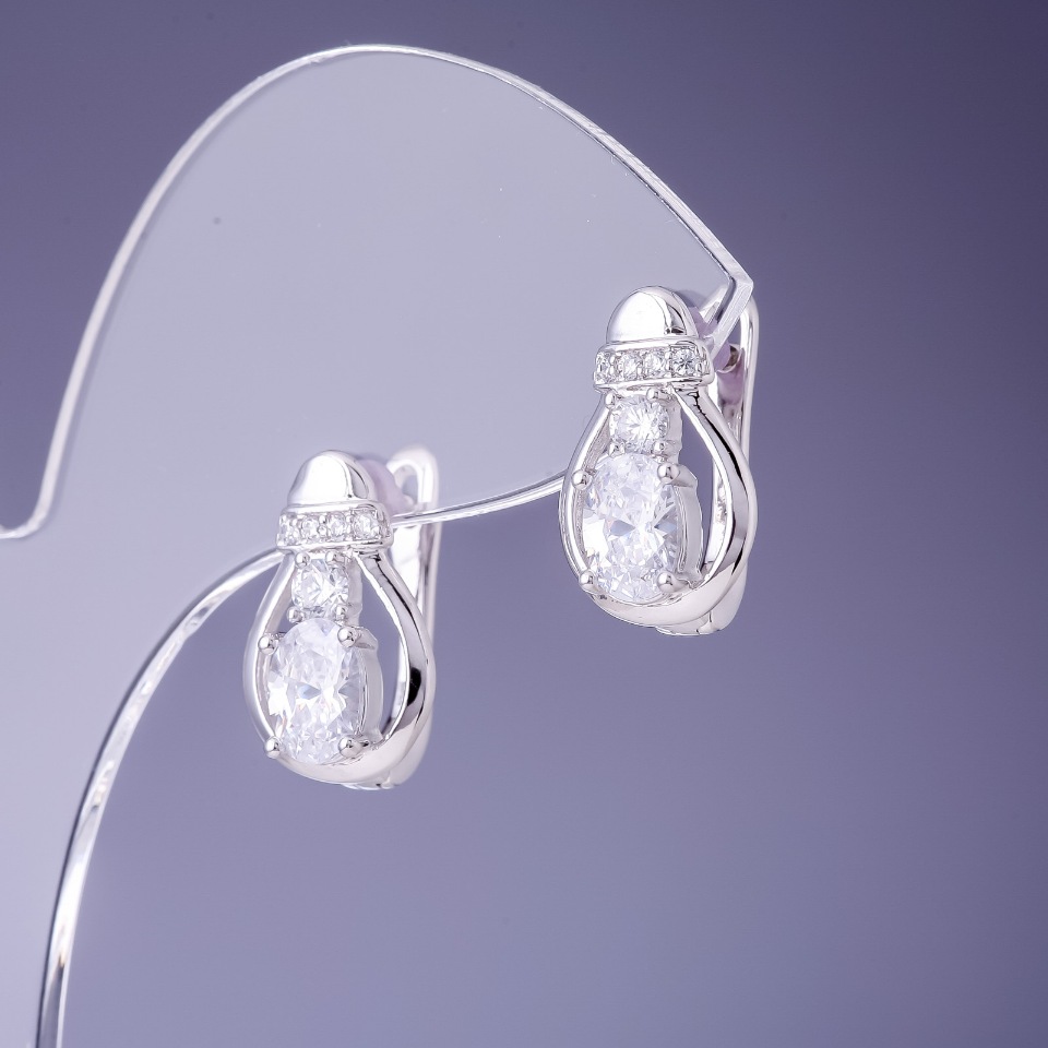 Обеци Xuping 10×16 мм родий