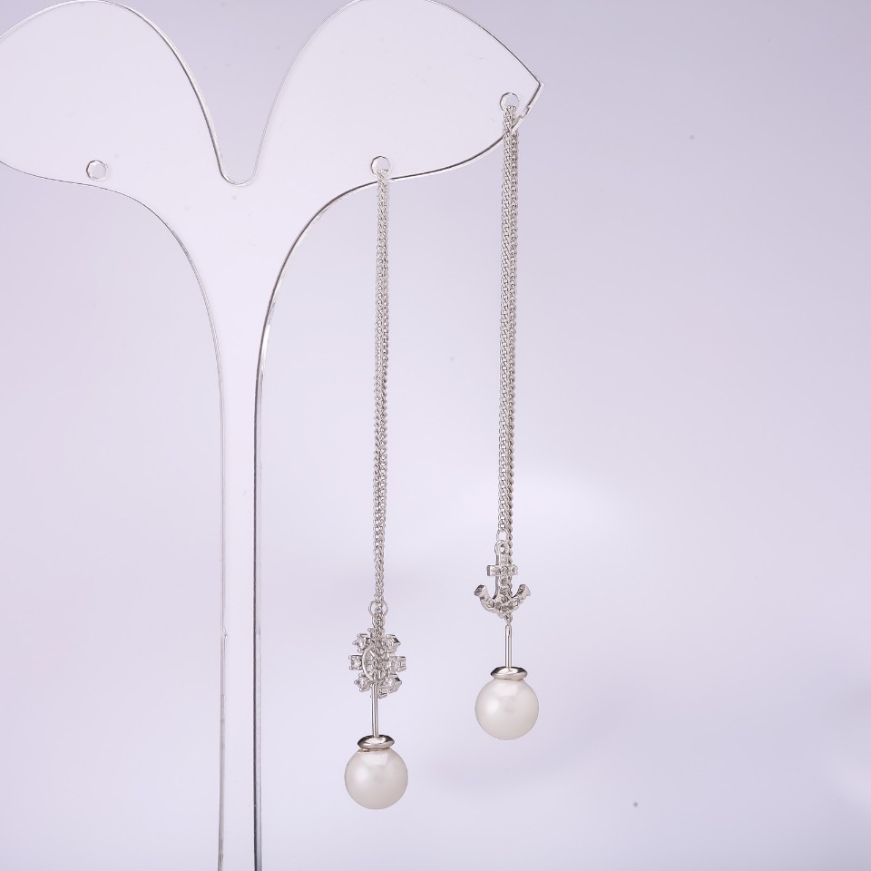 Обeци пусети дълги асиметрични, серия 925, морски, дебелина 8 мм, дължина 107–135 мм