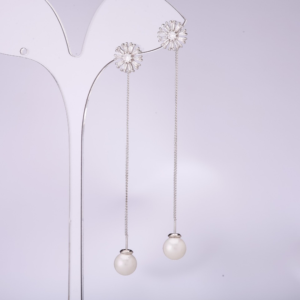 Дълги обици-пусети серия 925 Майорка, дебелина 10 мм, дължина 80 мм