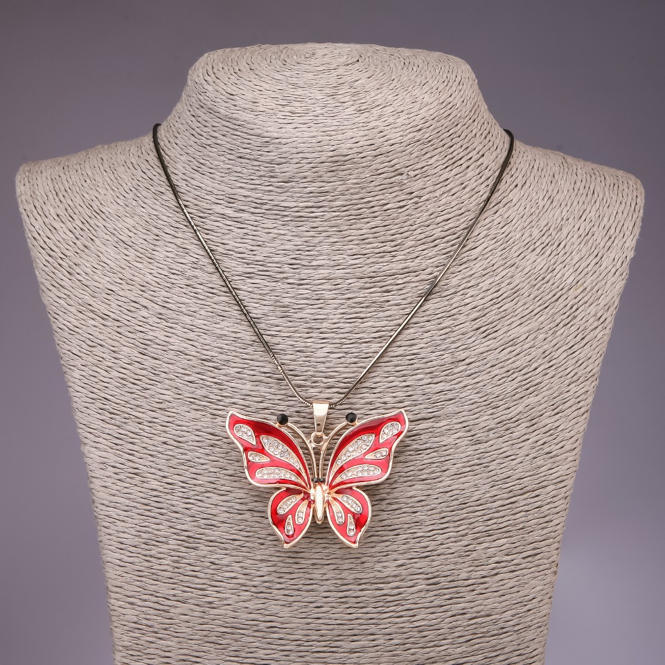 Висяща висулка «Пеперуда» на дълга верижка «черно злато», диаметър 54×44 мм, дължина 85 см