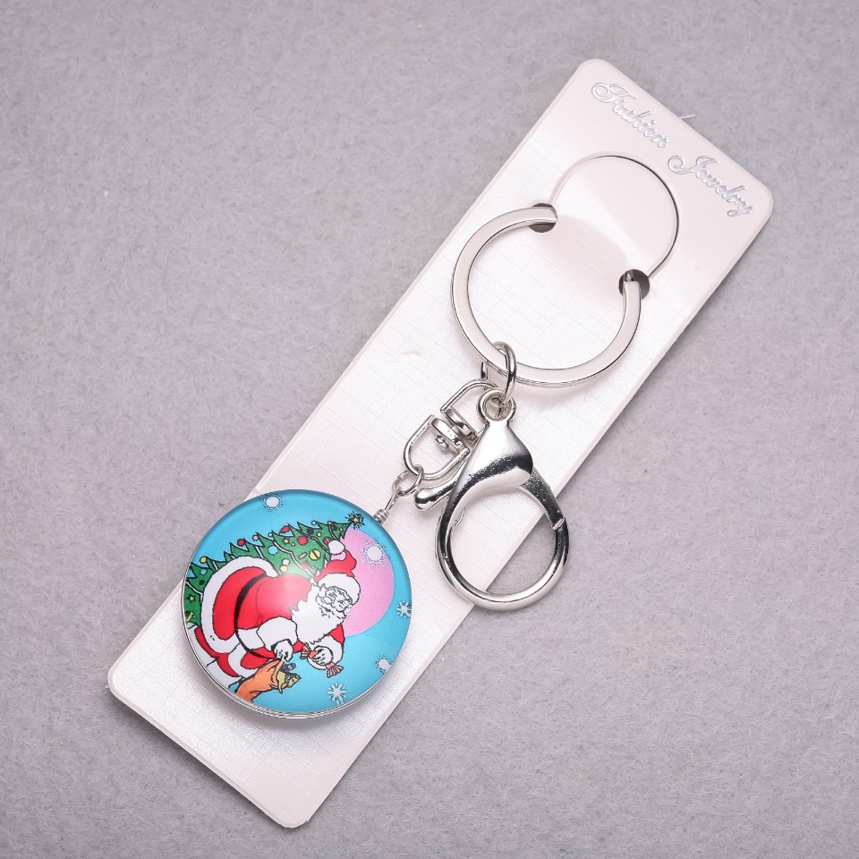 Ключодържател Нова година: Дядо Коледа с елха, дължина 10 см