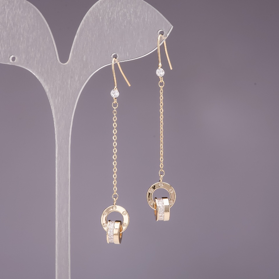 Обeци висящи 4×60 мм златист метален цвят