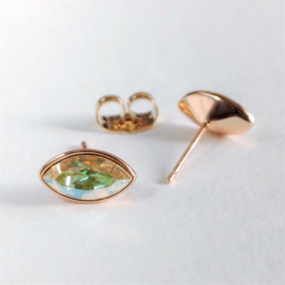 Овеци Xuping пусети с кристали Swarovski, зърно форма, цвят жълт, зелен хамелеон, диаметър 6×11 мм, позлатено покритие