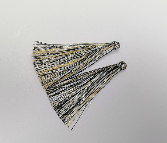 Заготовка за ръкоделие Четка «Черно-бяло-жълта ивица», дължина 7 см, диаметър 7 мм комплект от две