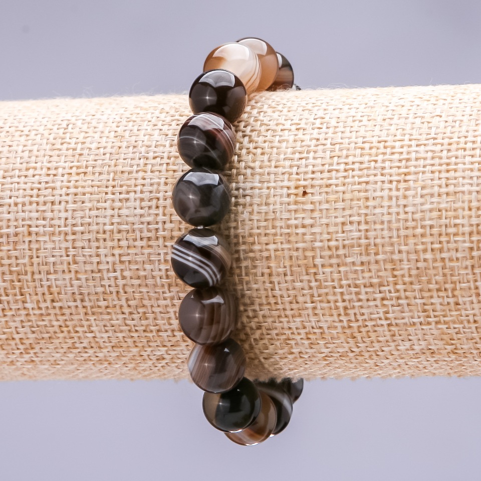 Браслет на ластик ахат гладка топка 10 мм