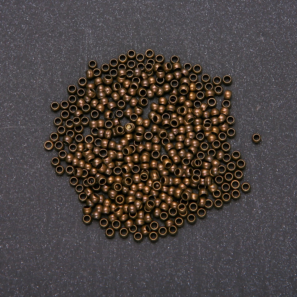 Кримп фиксатори „захипи“, диаметър 2,5 мм, бронзов цвят, 6 грама