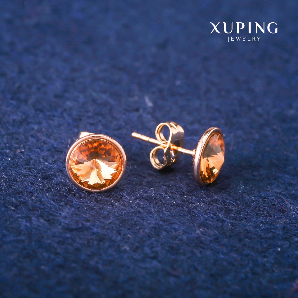 Обeци пусети Xuping с кристали Swarovski, диаметър 10 мм, позлата 18K