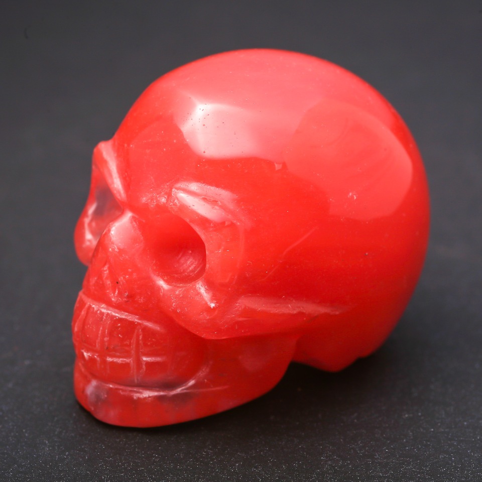 Сувенир от естествен камък арбузов турмалин череп «Йорик» 38х49х34(+-)мм