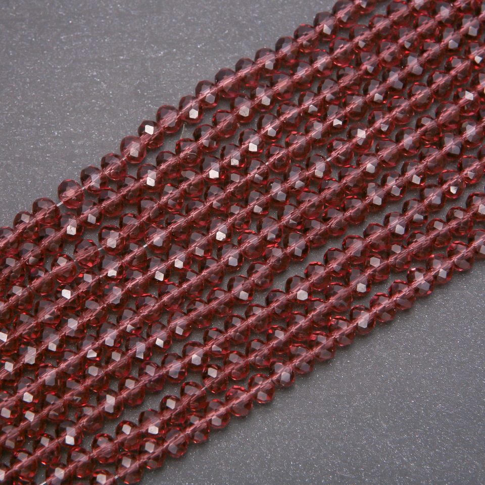 Мънисти чешки кристал прозрачно лилави «рондел», диаметър 6×4,5 мм, нишка 38 см