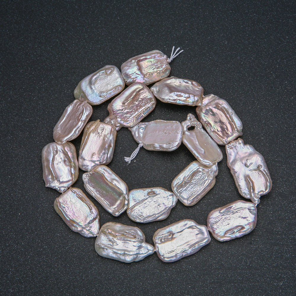 Нишка натурални барокови перли, диаметър 22×14 мм, дължина 40 см ± с бензинов отлив