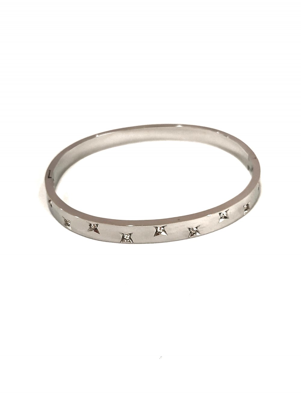 Браслет Xuping родий с бели кристали, дебелина 6 мм + -, диаметър 64×53 мм +