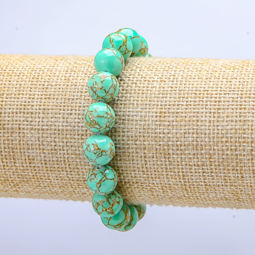 Еластична гривна с императорска зелена яшма (прес) гладка мъниста, диаметър 10 мм ±, дължина 18 см ±