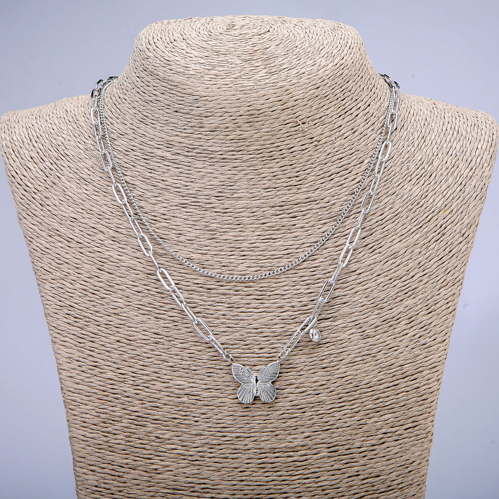 Верижка Xuping с висулка и бял кристален страз, родиево покритие, дебелина 4 мм и 1,7 мм, дължина 46 см