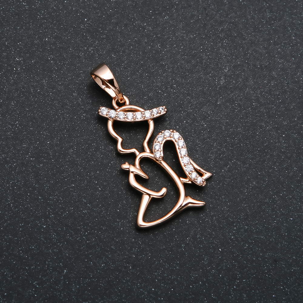 Ожерелие Xuping позлата 18K Ангел със бели кристали, диаметър 27×14 мм +