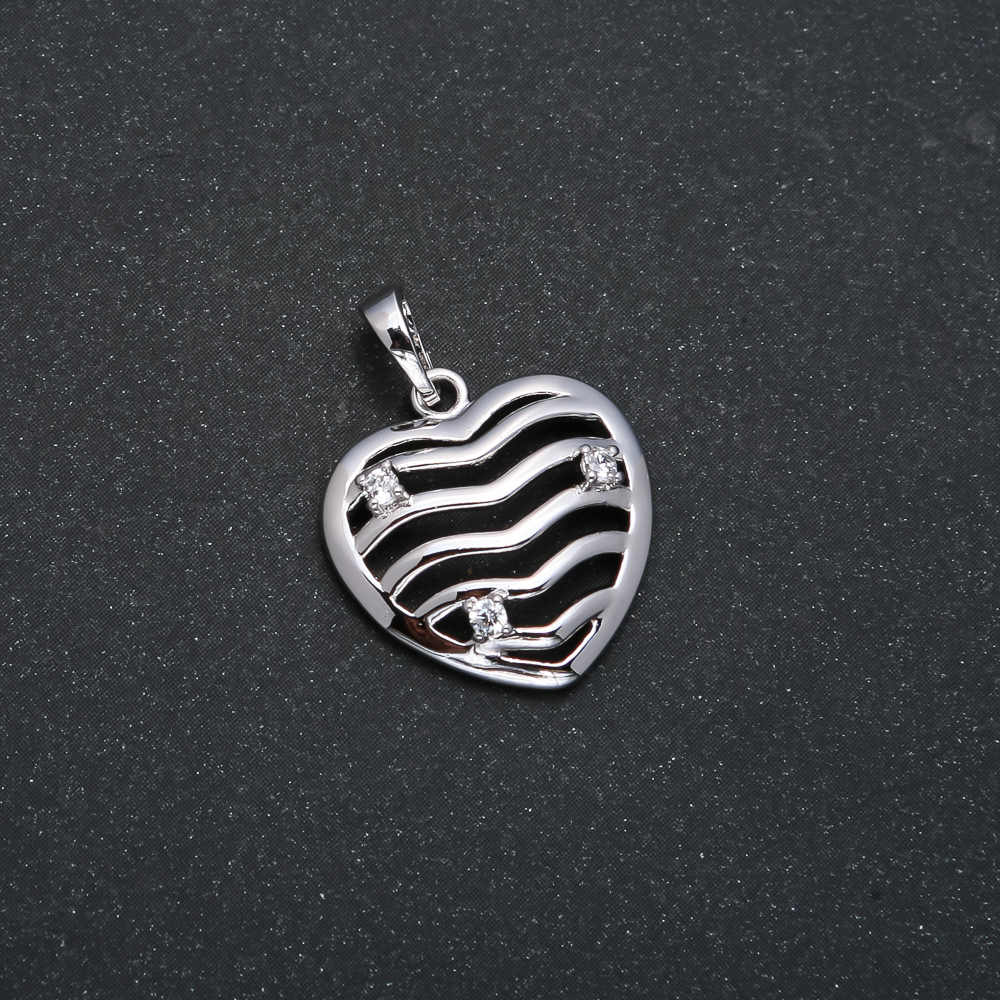 Висулка Xuping родий сърце със стрази, диаметър 25×18 мм +