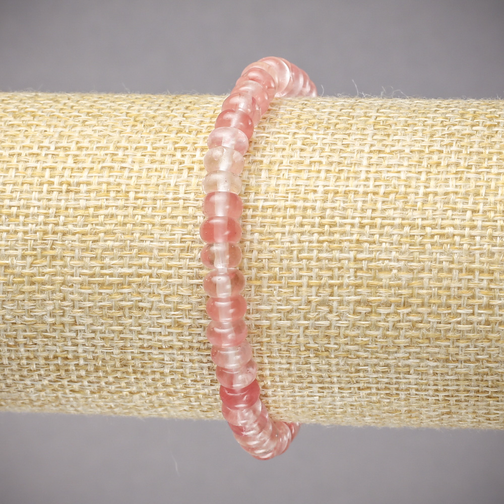 Еластична гривна от естествен халцедон, гладък рондел, диаметър 6×4 мм ±, дължина 18 см ±