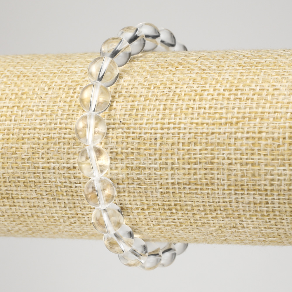 Браслет на ластик с планински кристал, гладко топче, диаметър 8 мм+