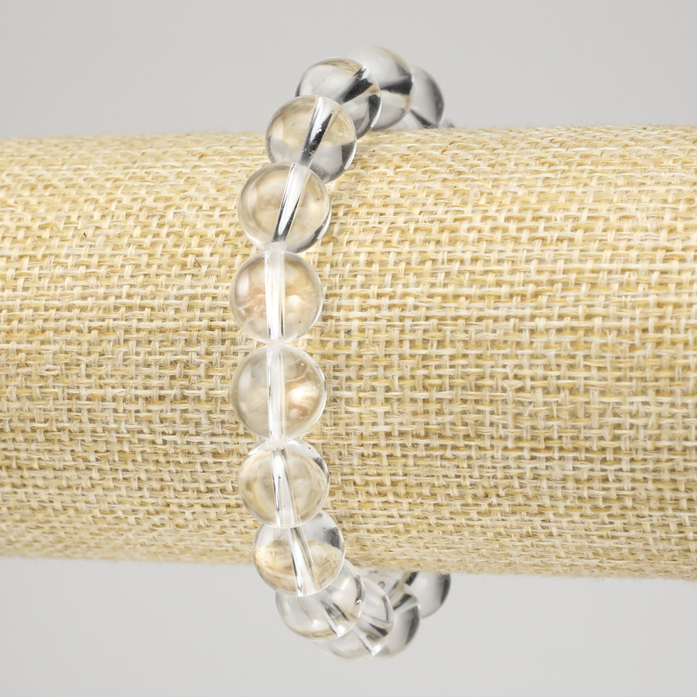 Еластична гривна от планински кристал с гладко топче, диаметър 10 мм+