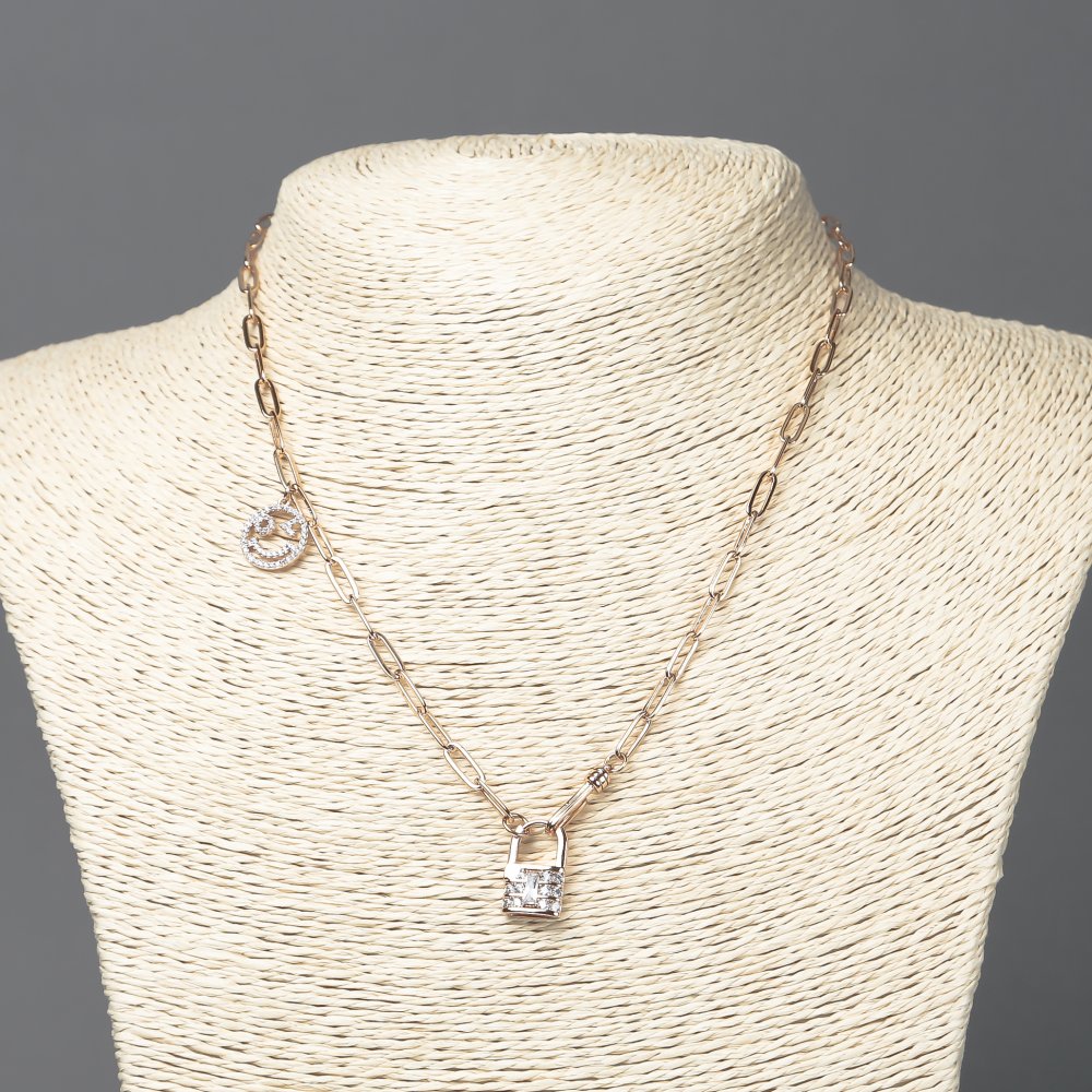 Верижка Xuping позлатена 18K с висулки от бели кристали, дебелина 3,5 мм, дължина 43–48 см