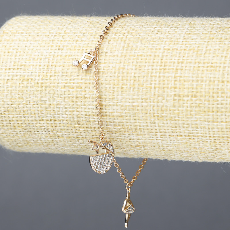 Браслет Xuping позлата 18К със бели кристали, дебелина 1,5 мм, дължина 18–21 см