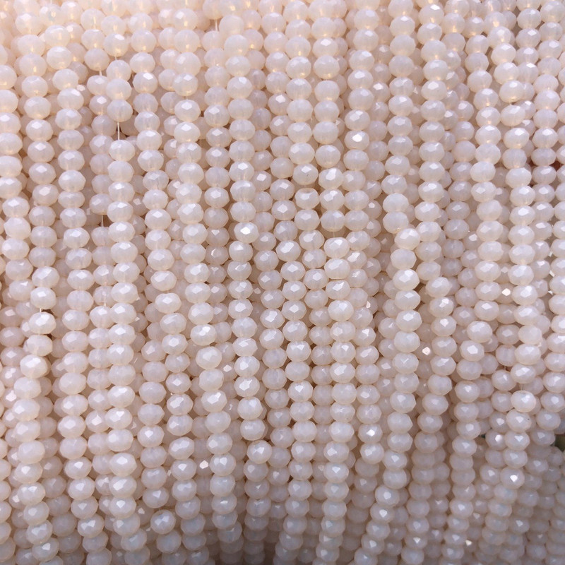 Мъниста от чешки кристал на конец, прасковени матови грановани рондели, диаметър 3×2,5 мм, дължина 36–38 см + -